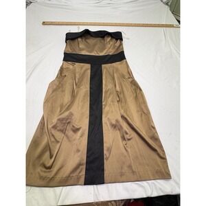 Y2K Teeze Me Prom HOCO Dress Size 3 Formal Strapless Babydoll Gold Black Pockets